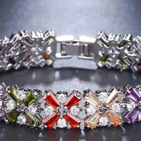 Luxury Bracelet Crystal Bracelets For Women Charm Bracelets & Bangles Female Bridal Wedding Jewelry Natalia Home Fashion   19cm-silver-multicolor Natalia Home Fashion