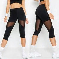 Mesh Patchwork Leggings Women's Black Jeggings Leggings Women Elastic Pant Capri Women Fitness Pants Natalia Home Fashion    Natalia Home Fashion