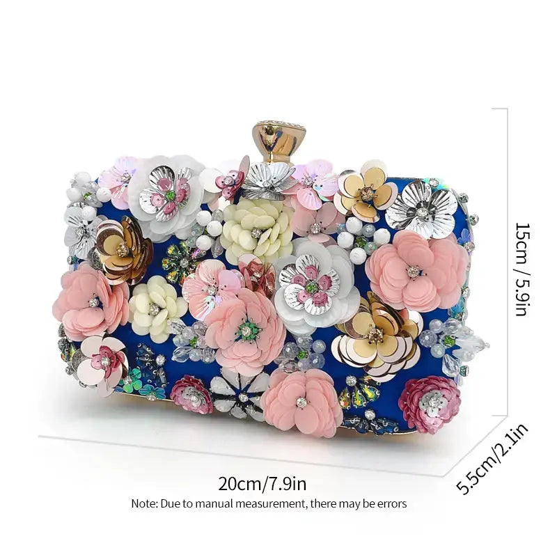 New Fashion Women Clutches Flower Evening Handbag Chain Strap Shoulder Bag Multicolored 3D Flowers Evening Clutch My Store