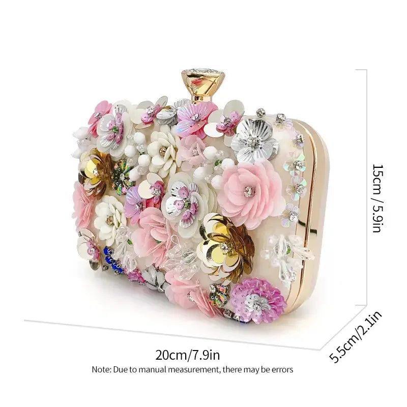 New Fashion Women Clutches Flower Evening Handbag Chain Strap Shoulder Bag Multicolored 3D Flowers Evening Clutch My Store