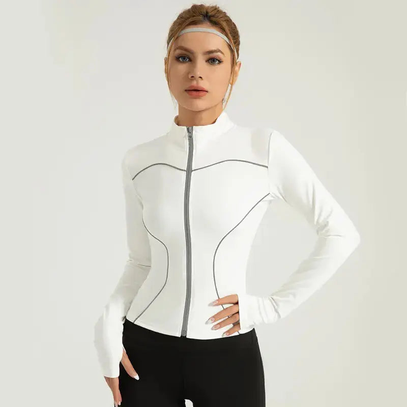 New Stretchy Full Zip Up Polyester Sport Jacket Running Quick-Dry Sports Clothing Gym Women Jacket My Store