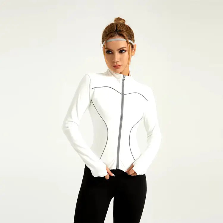 New Stretchy Full Zip Up Polyester Sport Jacket Running Quick-Dry Sports Clothing Gym Women Jacket My Store