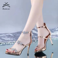 New design women bling rhinestone high heel party dress shoes lady summer high heel sandals My Store