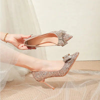 Pointed Toe Sequins Fine Heeled High Heels Elegant Sexy Ladies Sandals Wedding Shoes Banquet Shoes Women's Shoes My Store