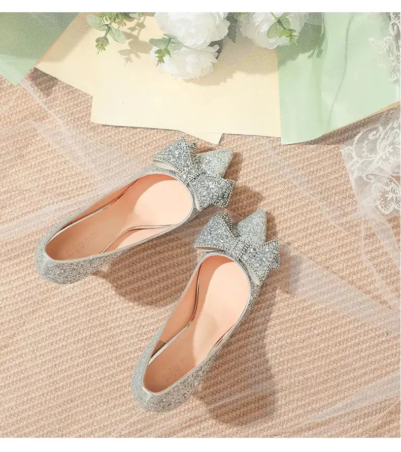 Pointed Toe Sequins Fine Heeled High Heels Elegant Sexy Ladies Sandals Wedding Shoes Banquet Shoes Women's Shoes My Store