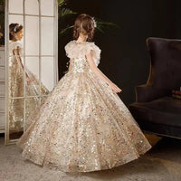 Princess Dress For Girls Kids Sequined Long Frock Children Catwalk Formal Evening Gown Teenagers Pageant Natalia Home Fashion    Natalia Home Fashion