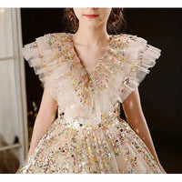 Princess Dress For Girls Kids Sequined Long Frock Children Catwalk Formal Evening Gown Teenagers Pageant Natalia Home Fashion    Natalia Home Fashion