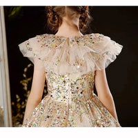 Princess Dress For Girls Kids Sequined Long Frock Children Catwalk Formal Evening Gown Teenagers Pageant Natalia Home Fashion    Natalia Home Fashion