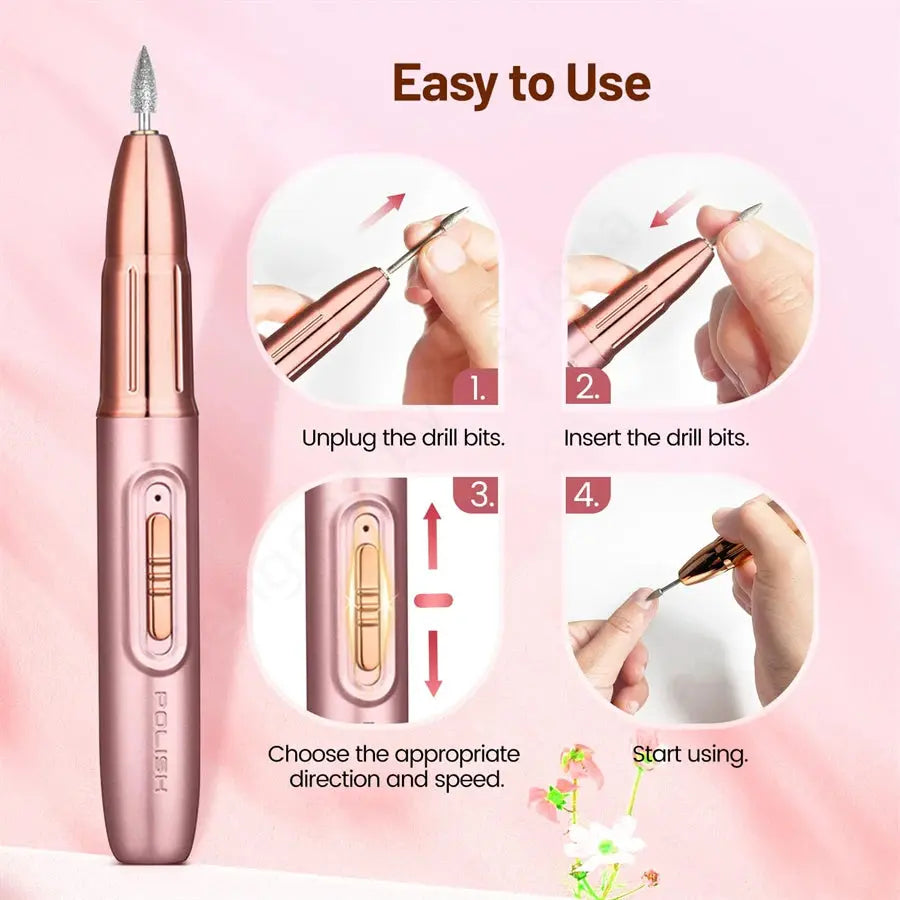 Rechargeable Electric Nail File for Beginner, Portable Electric Nail Drill for Home Manicure Natalia Home Fashion    Natalia Home Fashion