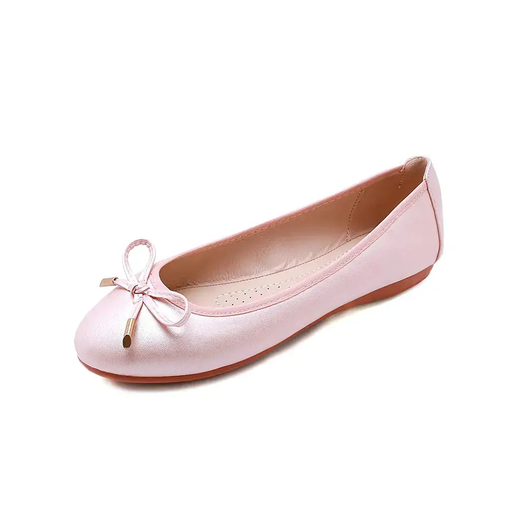 Roll up Ballerina Lady Custom Summer New Arrival ladies Pu Leather Solid Color Flat Shoes My Store