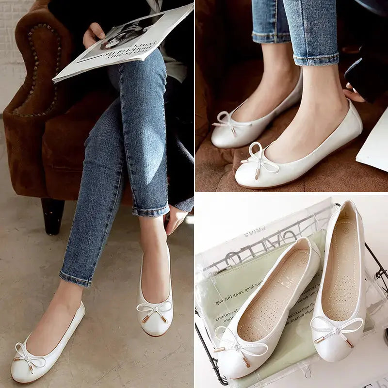 Roll up Ballerina Lady Custom Summer New Arrival ladies Pu Leather Solid Color Flat Shoes My Store