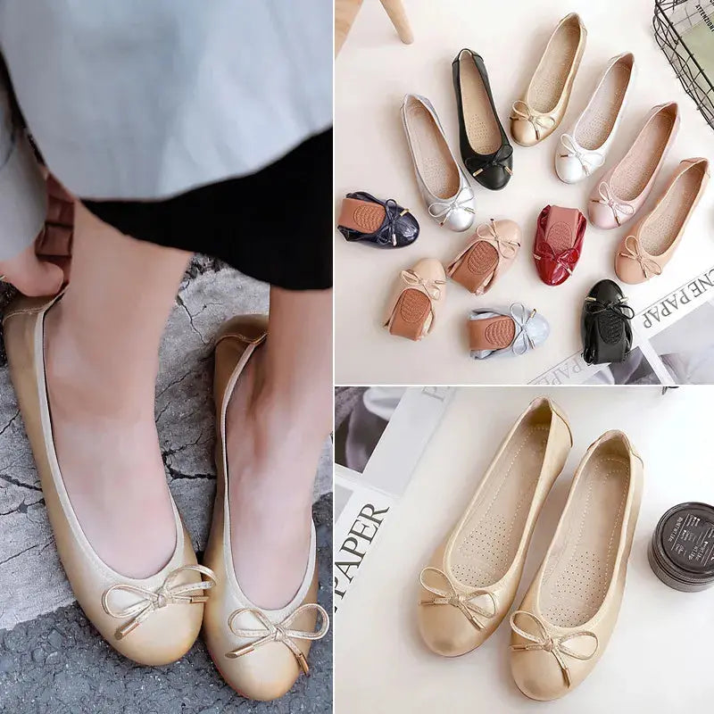 Roll up Ballerina Lady Custom Summer New Arrival ladies Pu Leather Solid Color Flat Shoes My Store