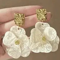 Romantic Flower Petal Long Tassel Drop Earrings for Women 2024 Trend Imitation Pearl Hanging Piercing Earrings Wed Jewelry Gift Natalia Home Fashion   B7447-1 Natalia Home Fashion