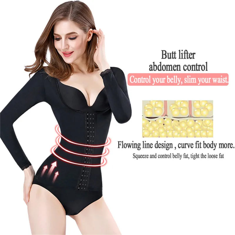 Women's Corset Top Long Sleeve Seamless Waist Shaper Underwear Arm Shaper Tummy Slimming Sheath Flat Belly Shaperwear Natalia Home Fashion    Natalia Home Fashion