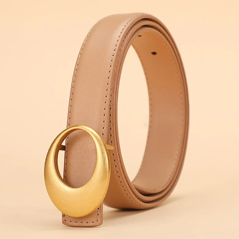 Women's Genuine Leather Belt 2023 New Fashion Women's Belt Trendy Korean Edition Popular Cowhide Trendy Belt Natalia Home Fashion   100cm-apricot-CHINA Natalia Home Fashion