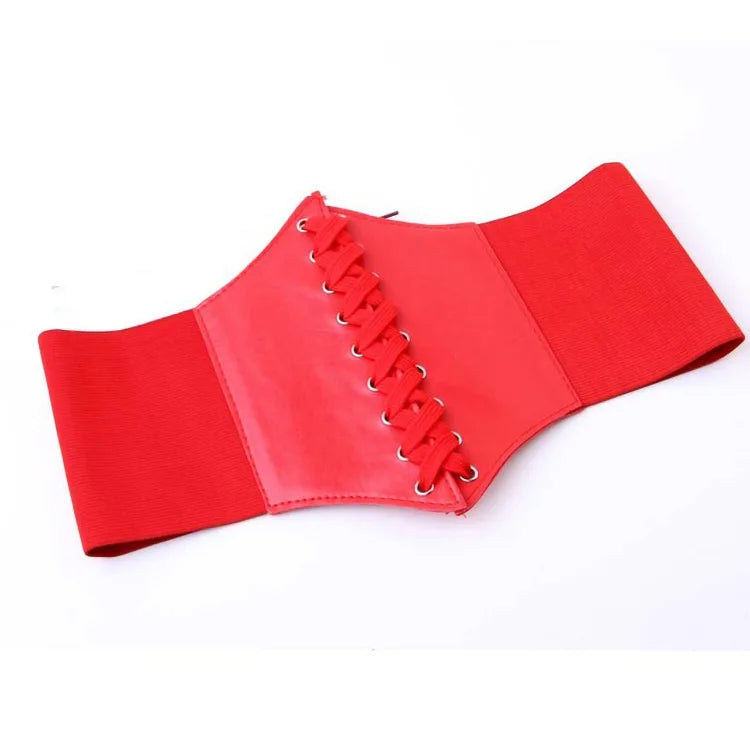 Fashion Corset Wide Belts Faux Leather Slimming Body Shaping Girdle Belt for Women Elastic Tight High Waist for Daily Wear Natalia Home Fashion   Red Natalia Home Fashion