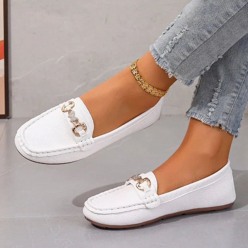 Women's Casual Slip on Mary Jane Shoes Spring Autumn Comfortable Round Toe Solid Soft Sole Flat Loafers