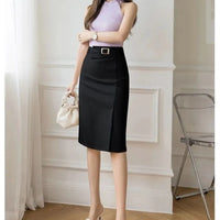 Women's High Waist Split Knee Length Midi Bodycon Pencil Skirt, Elegant Suit, Business Work Skirt, Office Ladies Black Skirts, Natalia Home Fashion    Natalia Home Fashion