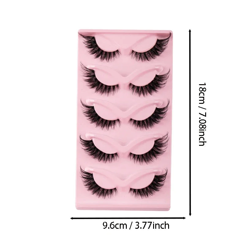 5 Pairs Cat Eye Lashes Faux Mink Eyelashes Natural long Manga Lashes Winged End Eye Elongated Eyelashes Fake Lashes Makeup Natalia Home Fashion    Natalia Home Fashion