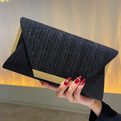 Glitter Clutch Shiny Evening Bags For Women Formal Bridal Wedding Clutch Purse Prom Cocktail Party Rose Gold Envelope Chain Bag