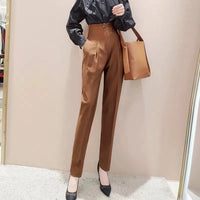 High Waisted Suit Pants for Women, Ankle Length Trousers, Vintage Clothing, British Style, Office Work, Spring and Autumn, 2024 Natalia Home Fashion    Natalia Home Fashion