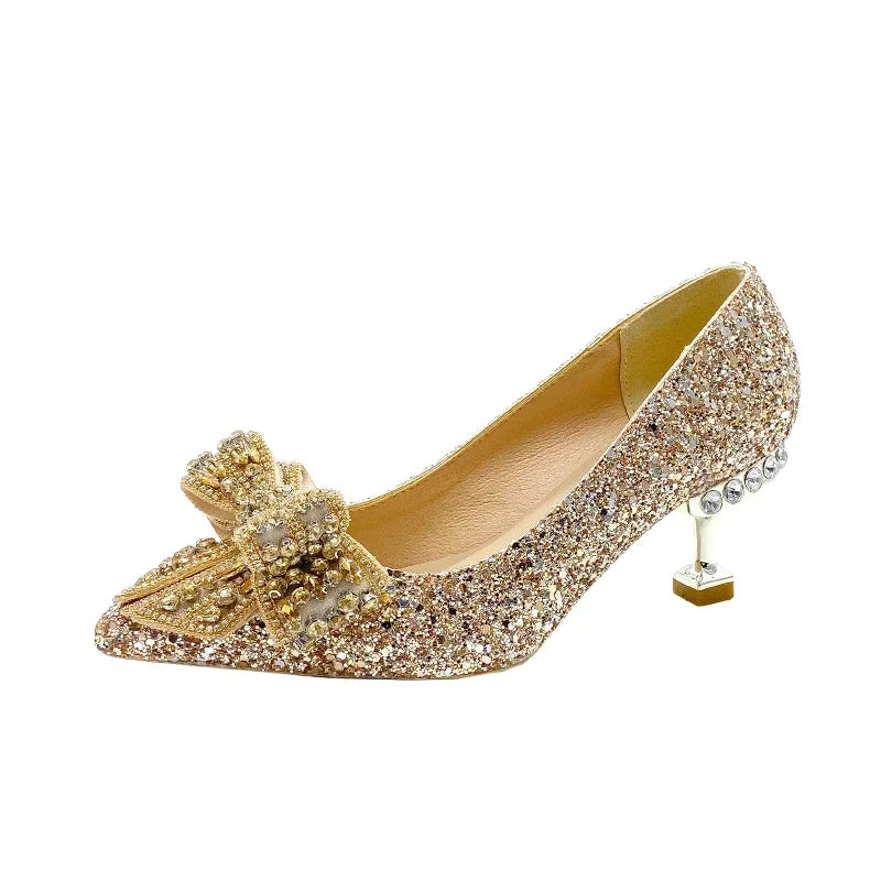 Women's Rhinestone Wedding Shoes Shoes Luxury Buckle Decorative Banquet Women's Shoes High Heels