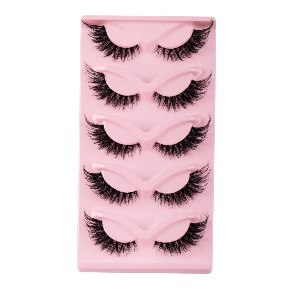 5 Pairs Cat Eye Lashes Faux Mink Eyelashes Natural long Manga Lashes Winged End Eye Elongated Eyelashes Fake Lashes Makeup Natalia Home Fashion    Natalia Home Fashion