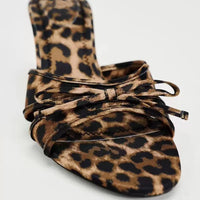 High Quality Women Shoes Bow Knot Leopard Print High Heel Slippers Women Slippers