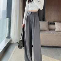 High Waist  Suit Pants Women Straight Black Korean Office Ladies Trousers Fashion Button Loose Spring Female Streetwear 2024 Natalia Home Fashion    Natalia Home Fashion