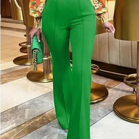 Women's Slim Bell-Bottoms Trousers Trendy Spring Autumn Pants Office Lady Solid Color Flared Trousers Natalia Home Fashion   Green-M Natalia Home Fashion