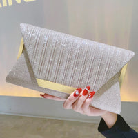 Glitter Clutch Shiny Evening Bags For Women Formal Bridal Wedding Clutch Purse Prom Cocktail Party Rose Gold Envelope Chain Bag