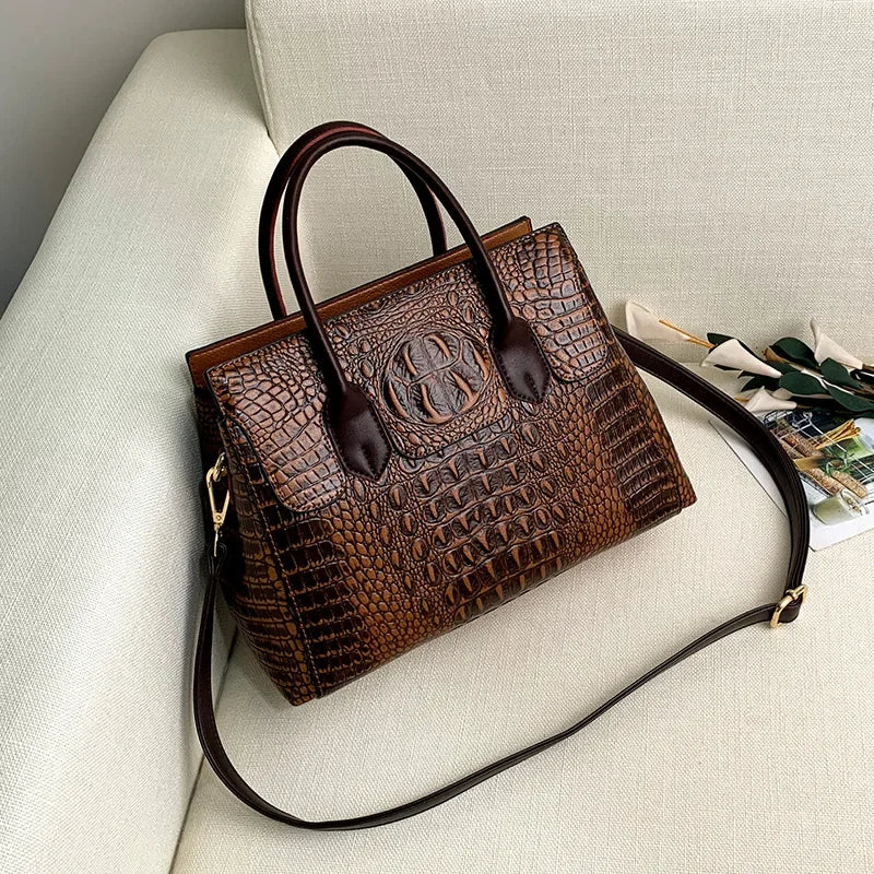 Women Handbag Genuine Leather Bags Women Crocodile Luxury Handbags Women Bags Designer Crossbody Bags Female Retro Tote Handbags