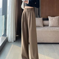 High Waist  Suit Pants Women Straight Black Korean Office Ladies Trousers Fashion Button Loose Spring Female Streetwear 2024 Natalia Home Fashion    Natalia Home Fashion