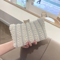 Vintage Pearl Women Handbag 2023 Diamond Evening Bag Luxury Wedding Bridal Ladies Clutch Chain White Shoulder Dress Dinner Bag