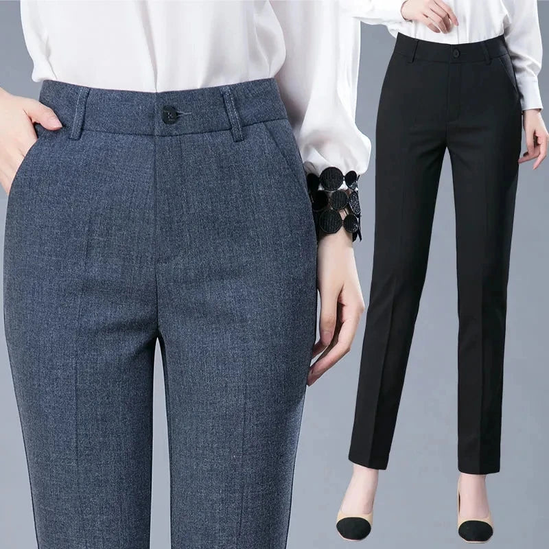 High Waist Formal Ankle Length Pants Women Casual Classic Slim Pantalones Korean Office Pencil Sweatpants Straight Suit Trousers Natalia Home Fashion    Natalia Home Fashion