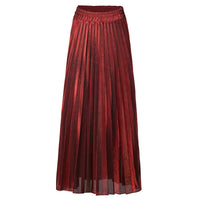 LANMREM 2024 new Spring fashion women clothes high waist A-line pleated sliver vintage elastic long halfbody skirt WH28501XL Natalia Home Fashion   Temperament-red-S Natalia Home Fashion