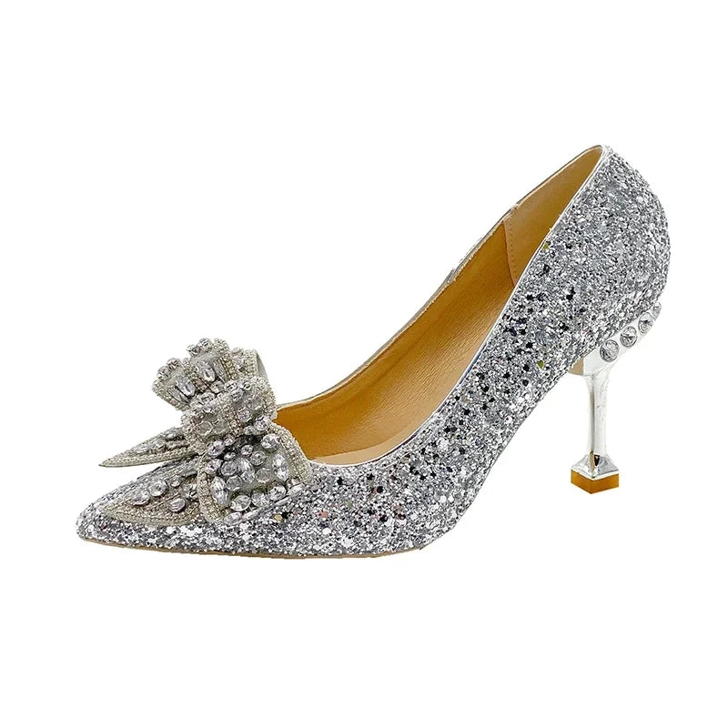 Women's Rhinestone Wedding Shoes Shoes Luxury Buckle Decorative Banquet Women's Shoes High Heels