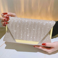 Glitter Clutch Shiny Evening Bags For Women Formal Bridal Wedding Clutch Purse Prom Cocktail Party Rose Gold Envelope Chain Bag