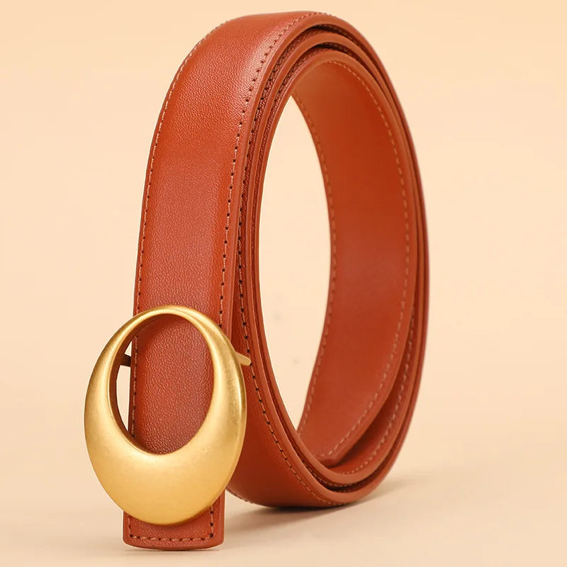 Women's Genuine Leather Belt 2023 New Fashion Women's Belt Trendy Korean Edition Popular Cowhide Trendy Belt Natalia Home Fashion   100cm-orange-CHINA Natalia Home Fashion