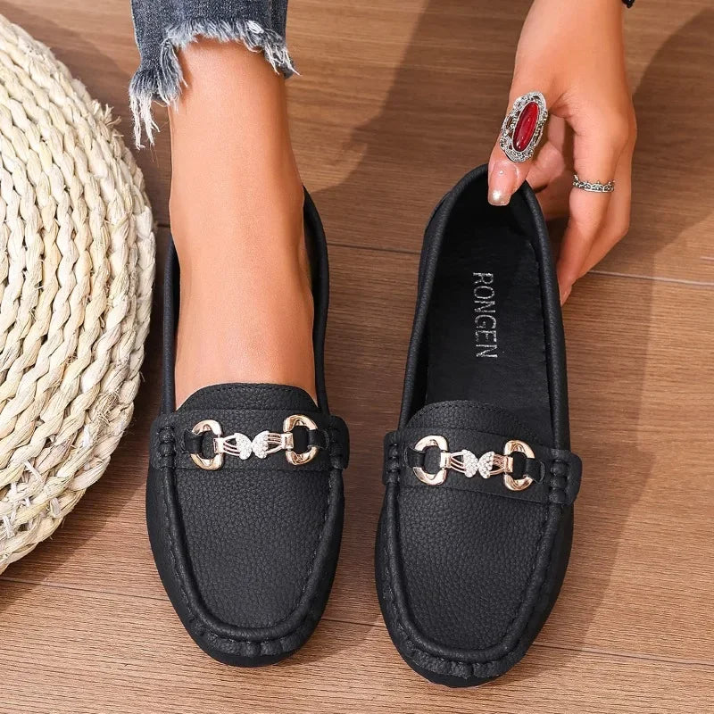 Women's Casual Slip on Mary Jane Shoes Spring Autumn Comfortable Round Toe Solid Soft Sole Flat Loafers