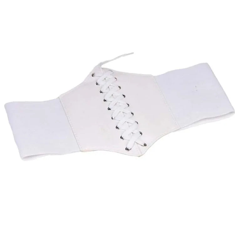 Fashion Corset Wide Belts Faux Leather Slimming Body Shaping Girdle Belt for Women Elastic Tight High Waist for Daily Wear Natalia Home Fashion   WHITE Natalia Home Fashion