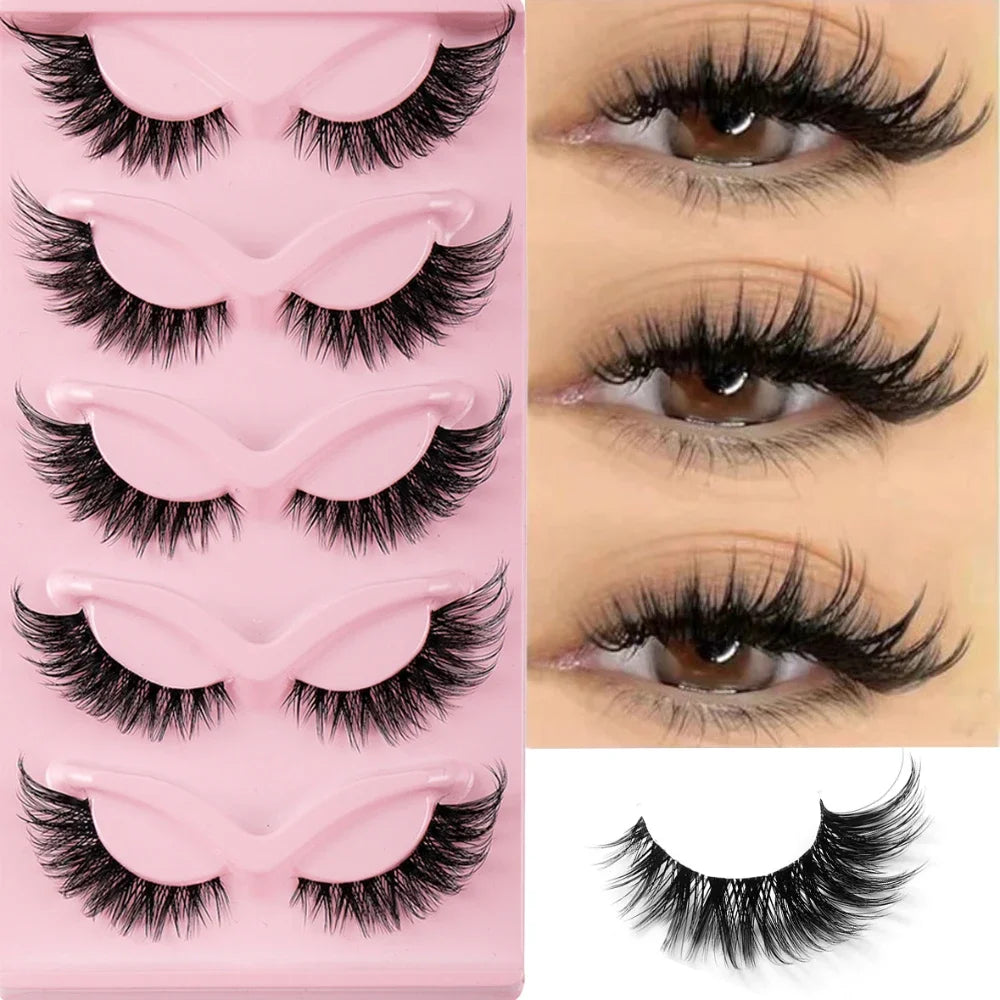 5 Pairs Cat Eye Lashes Faux Mink Eyelashes Natural long Manga Lashes Winged End Eye Elongated Eyelashes Fake Lashes Makeup Natalia Home Fashion    Natalia Home Fashion