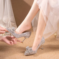 Women's Rhinestone Wedding Shoes Shoes Luxury Buckle Decorative Banquet Women's Shoes High Heels