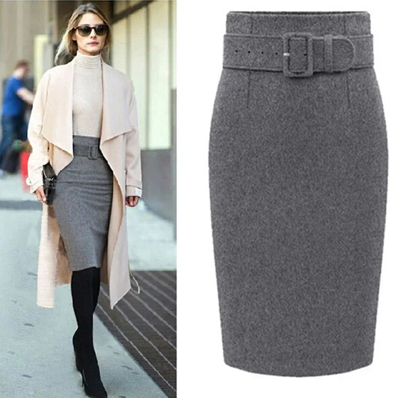 Women Autumn Fashion Style Knee Length Skirt 2024 Ladies Front Sashes Girl Pencil Skirts Femme Female Black Jupe Goth Skirts Natalia Home Fashion    Natalia Home Fashion