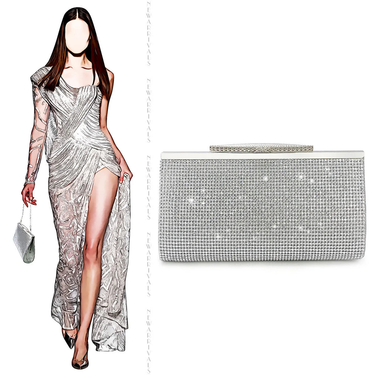 Rhinestone Clutch Bling Crystal Glitter Crossbody Bag for Bridesmaid Wedding Party Evening Bag Cocktail Party Handbag