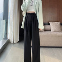 High Waist  Suit Pants Women Straight Black Korean Office Ladies Trousers Fashion Button Loose Spring Female Streetwear 2024 Natalia Home Fashion    Natalia Home Fashion