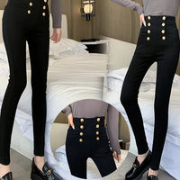 Fashion Women's Trousers 2022 Autumn New High-elastic Double-breasted Tight-fitting High-waisted Slimming Pants Women's Pants Natalia Home Fashion    Natalia Home Fashion