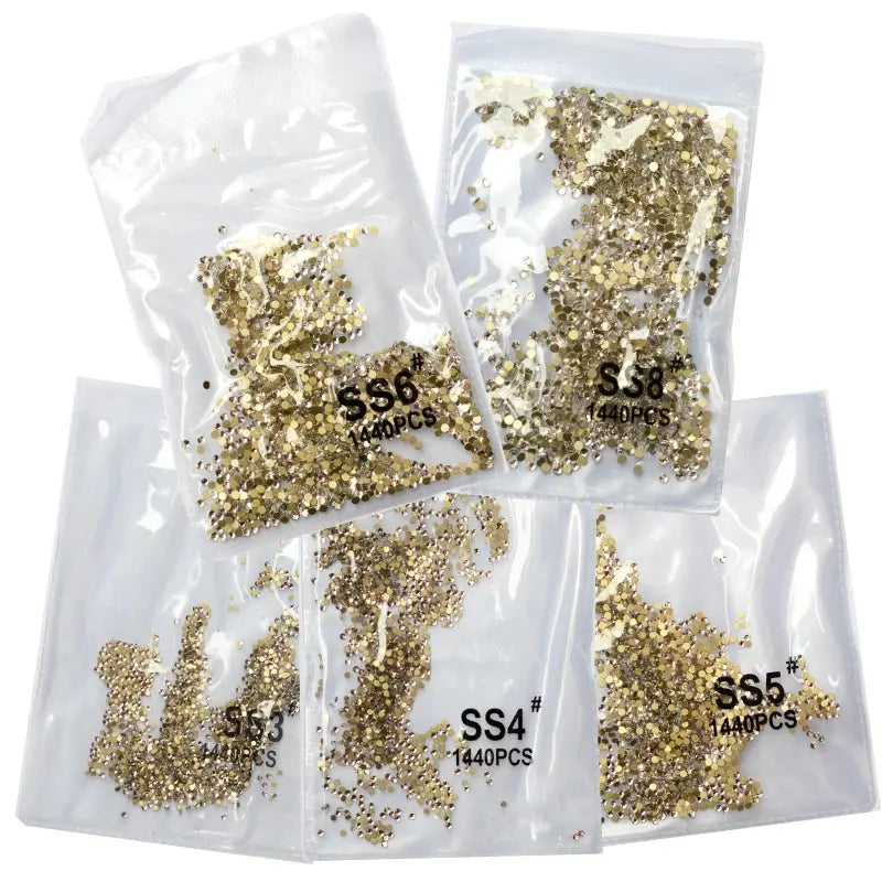 SS3-SS8 1440 pcs Clear Crystal AB gold 3D Non Hot Fix Flat Back Nail Art Rhinestones Decorations Natalia Home Fashion    Natalia Home Fashion