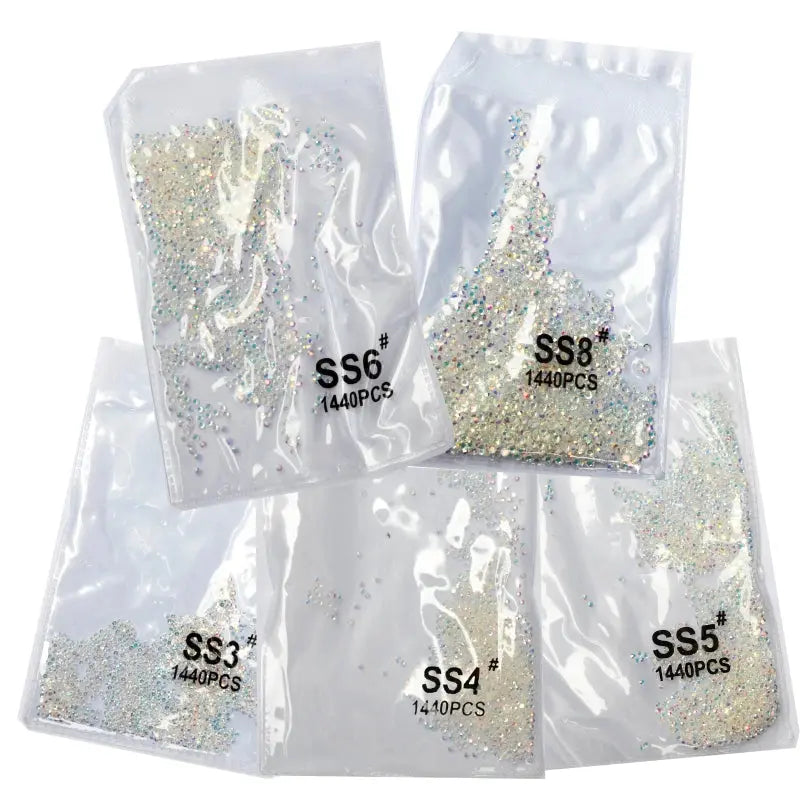 SS3-SS8 1440 pcs Clear Crystal AB gold 3D Non Hot Fix Flat Back Nail Art Rhinestones Decorations Natalia Home Fashion    Natalia Home Fashion