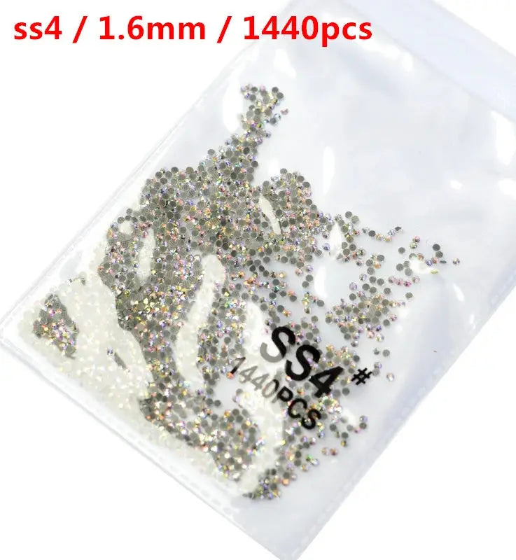 SS3-SS8 1440 pcs Clear Crystal AB gold 3D Non Hot Fix Flat Back Nail Art Rhinestones Decorations Natalia Home Fashion   Glue-AB-SS4-1440pcs Natalia Home Fashion